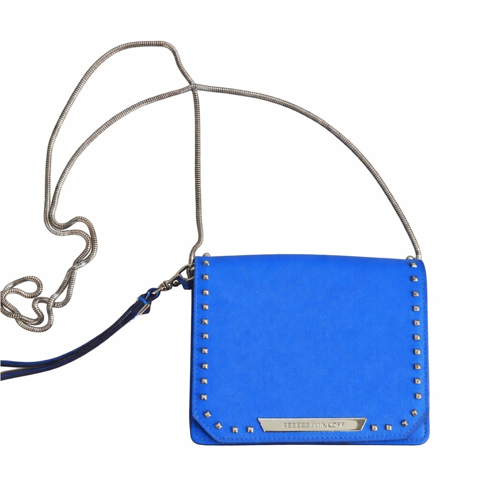 Rebecca Minkoff Electric Blue Studded Leather Crossbody Wristlet Bag